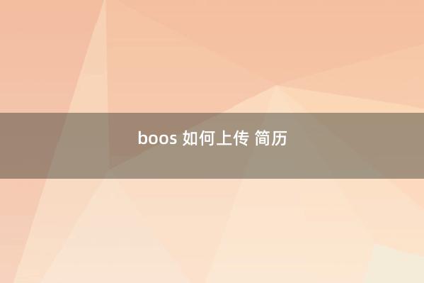 boos 如何上传 简历