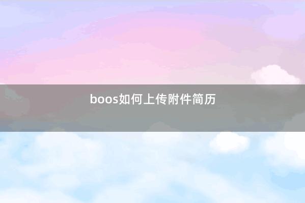 boos如何上传附件简历