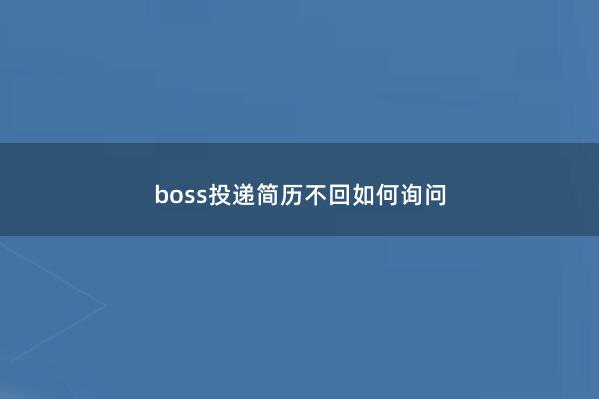 boss投递简历不回如何询问