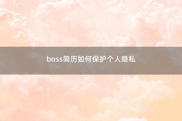 boss简历如何保护个人隐私