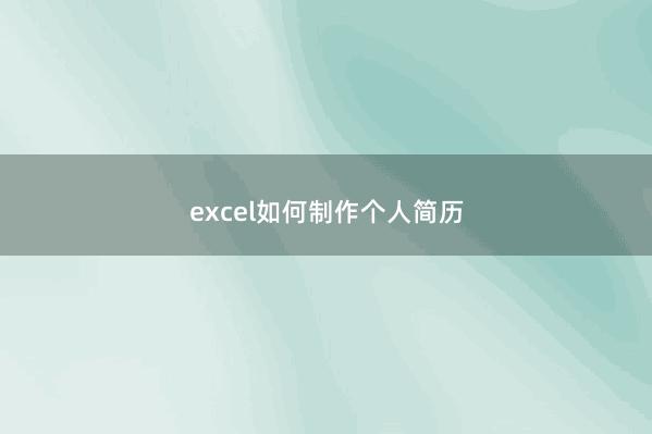 excel如何制作个人简历