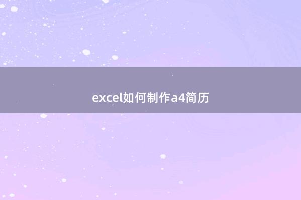 excel如何制作a4简历