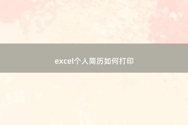 excel个人简历如何打印