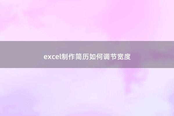 excel制作简历如何调节宽度