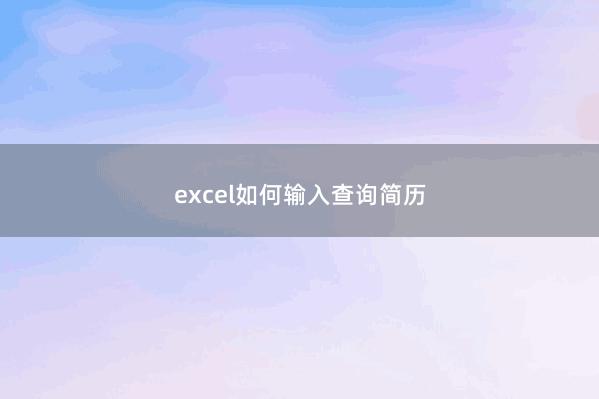 excel如何输入查询简历