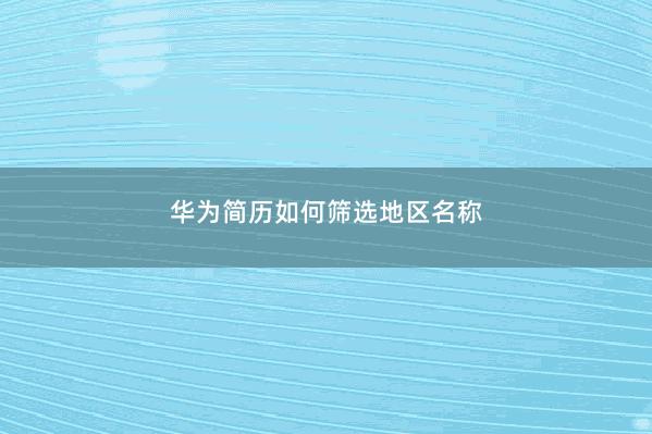 华为简历如何筛选地区名称
