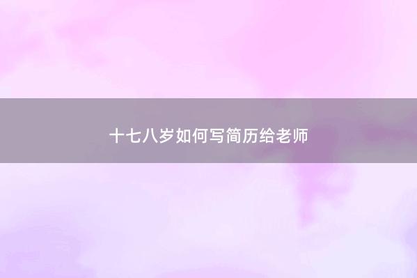 十七八岁如何写简历给老师