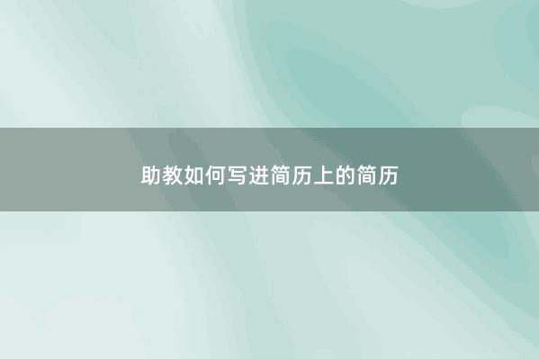 助教如何写进简历上的简历