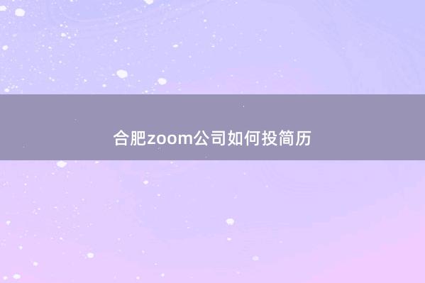 合肥zoom公司如何投简历