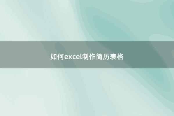 如何excel制作简历表格 