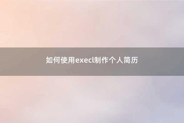 如何使用execl制作个人简历