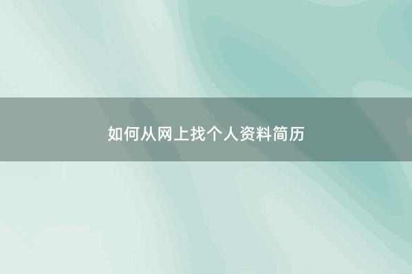如何从网上找个人资料简历