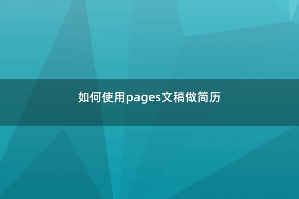 如何使用pages文稿做简历 